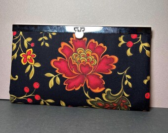 Handmade Hawaiian Floral Wallet: Metal Clasp Clutch (7.5" x 4.5")