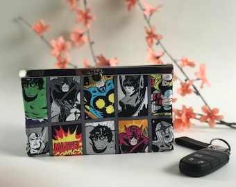 Womens Comic Wallet | Handmade Superhero Fabric Wallet | Metal Frame Clasp Coin Purse
