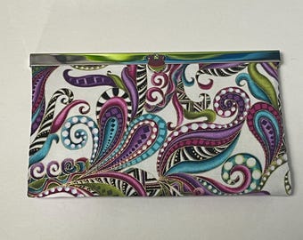 Handmade Paisley Cotton Wallet | Metal Frame Clutch, Card Holder, Coin Purse