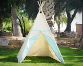 Two-tone canvas kids teepee kids play tent canvas Tipi with overlapping front doors
