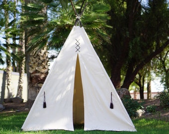 XL/XXL original teepee, 8ft pole kids Teepee, large tipi, Play tent, wigwam or playhouse with canvas and leather tassel Door Ties