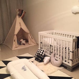 Original teepee with window, kids teepee in nature canvas and leather tassel Door Ties image 5