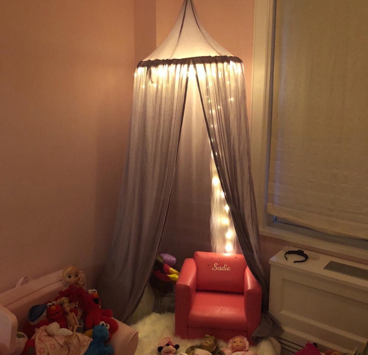 Play canopy in grey/ hanging tent/ reading nook canopy/hanging canopy