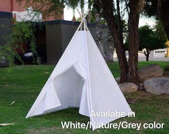 Teepee White with window kids Teepee with nature canvas and Overlapping front doors