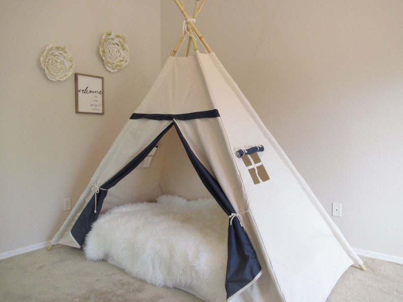Two Tone Bed Teepee With Higher Standing Room Tent Bed Etsy