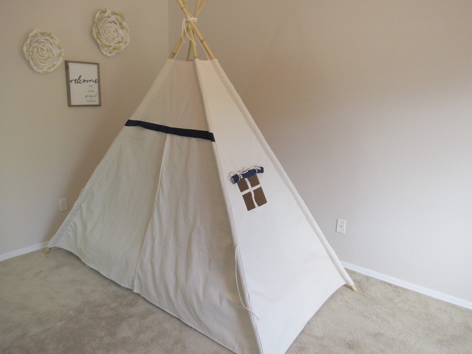 Two tone Bed teepee with higher standing room, tent bed canopy, kids teepee bed, tent bed canopy
