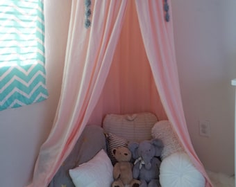 Play canopy in blush pink/ hanging tent/ reading nook canopy/hanging canopy