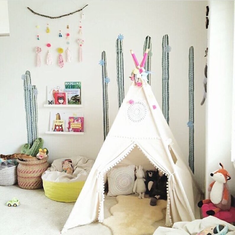 Vintage teepee with window, kids Teepee with window, tipi, Play tent, wigwam or playhouse with canvas and Overlapping front doors image 8