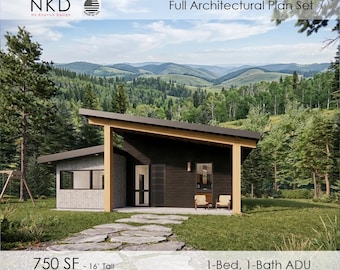 750 SF 1-Bed ADU Plans – Shorter Design (PDF)