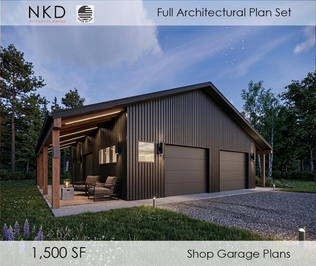 3-car Garage Shop Plans With Attic: 32'x48' 1500 SF Workshop (PDF ...