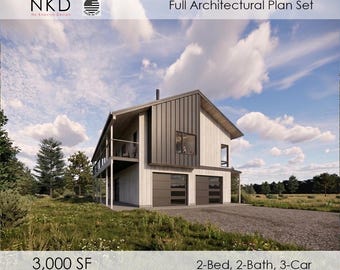 3000 SF Wellness Barndominium Floor Plans: 2 Bed, 2 Bath, 3 Car Garage (PDF Download)