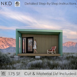 12&#39;x16&#39; Modern Detached Home Office | Step-By-Step Plan Blueprints | Studio Space with Outdoor Porch | Home Office With Porch - DIY drawings