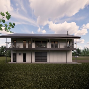 Riverside Barndominium Floor Plans & Elevations | 2 Bed 2 Bath 3 Car Garage Studio Shop | 4000 SF Barndo | 30 x 50 2-Story Home Floor Plan