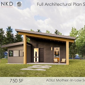 750 Sf 1-Bed 1- Bath ADU Plans | 15&#39; 1 1/4&#39;&#39; ADU Granny Flat Plans | Additional Dwelling | ADU Floor Plans | Mother-In-Law-Studio |
