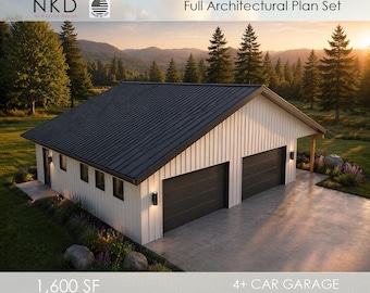 4+ Car Garage Plan: 40x40 Shop (PDF Download)