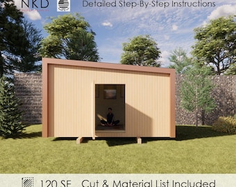 8x16 Modern Movable Shed Plans: Step-By-Step DIY Transportable Shed (PDF Download)