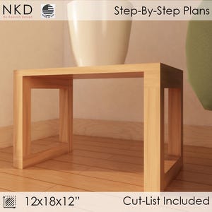 Può includere: Un tavolo in legno con una cornice di 30,5 x 45,7 x 30,5 cm. Il tavolo è in legno chiaro e ha un design semplice. Il tavolo è su un pavimento in legno. Il testo "Step-By-Step Plans" e "Cut-List Included" è visibile nell'immagine.