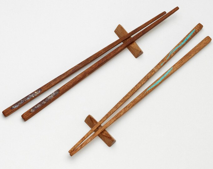 Chopsticks With River Rock or Turquoise Inlay Etsy