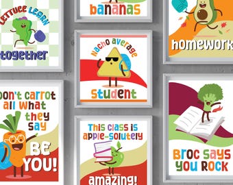 Positive Classroom Posters | Teacher Decorative Wall Decor | Growth Mindset Printables | Inspirational School Fruit Food Student Poster
