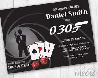 007 party invitation etsy