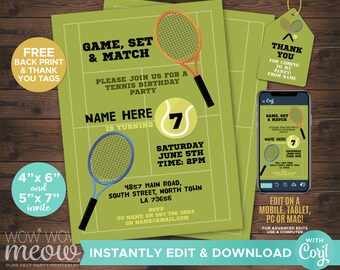 Tennis Invites Etsy