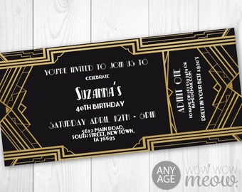 art deco invitation etsy