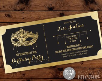masquerade invite etsy