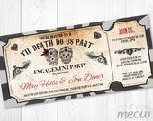 Sugar Skull Engagement Invitation Party Halloween Couples Shower Invite Ticket Skull INSTANT DOWNLOAD Wedding Chalk Personalize Printable