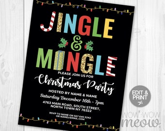 christmas party invitations etsy