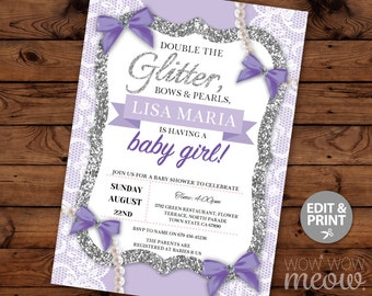 purple invitations etsy