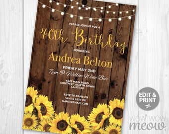 sunflower invite etsy