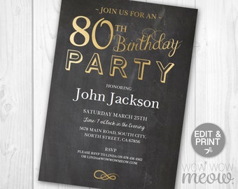 80th birthday invitations etsy