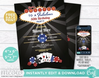 Casino Themed Birthday Party Invitations Casino Themed Birthday Party Invitations
