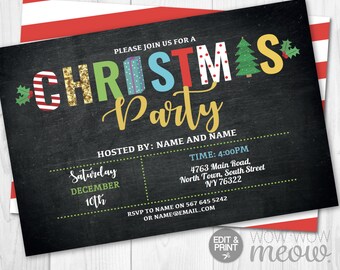 christmas party invitations etsy