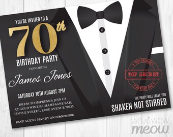 James Bond Invitations Etsy