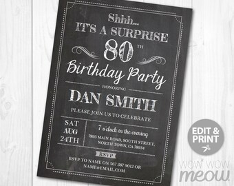 80th birthday invitations etsy