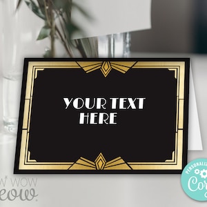 Food Tent Gatsby Name Place Cards 1920's Matching INSTANT DOWNLOAD Birthday Engagement Self Editing Party Displays Cocktail Signs WCBA099