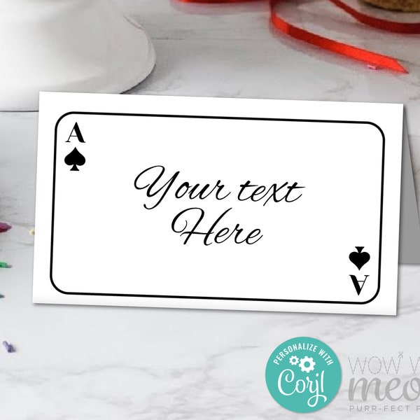 Playing Cards Spades Food Tent Birthday Name Places Casino Las Vegas Wedding Editable Download Drinks - Any Text Printable WCBA002