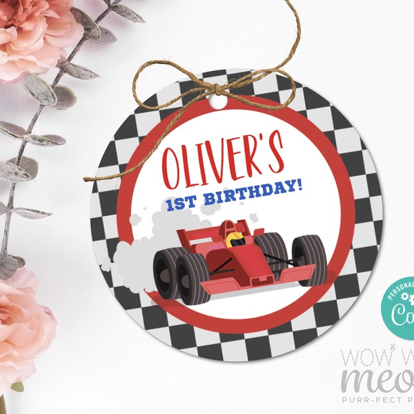 Racing Car Thank You Tags Birthday Party Gift Tags Fast Race Car Go Karting Sports Favour Cards Label Download Editable Printable WCBK435