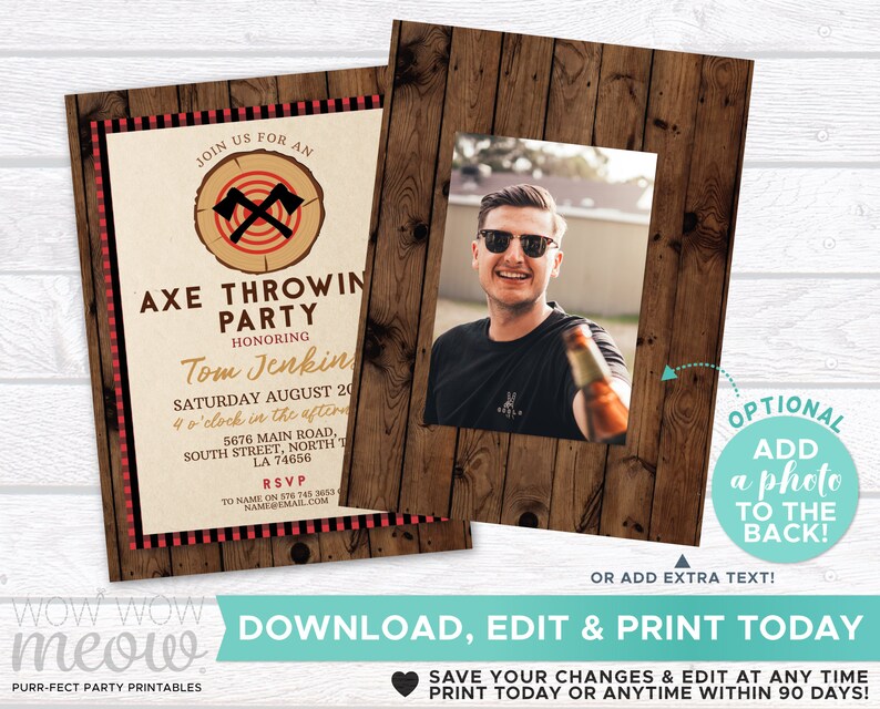 Axe Wood Throwing Birthday Invitation Party Invite INSTANT Etsy