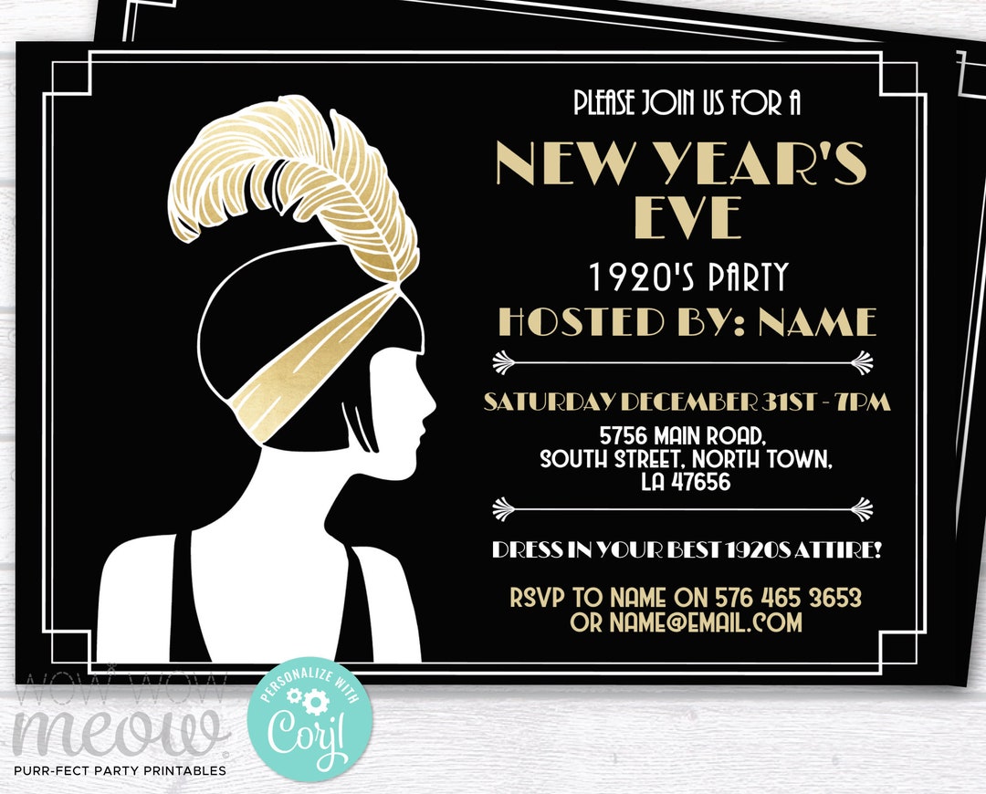 new-year-s-eve-gatsby-party-invitations-black-gold-roaring-twenties-1920s-invites-printable-instant-download-nye-editable-printable-wcch090-etsy