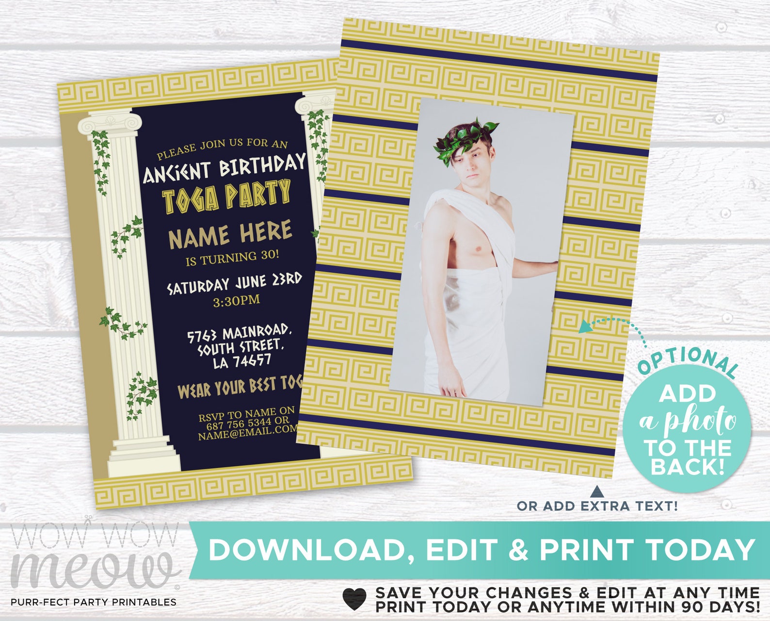 Toga Birthday Ancient Greek Invitation Invite Party INSTANT Etsy UK