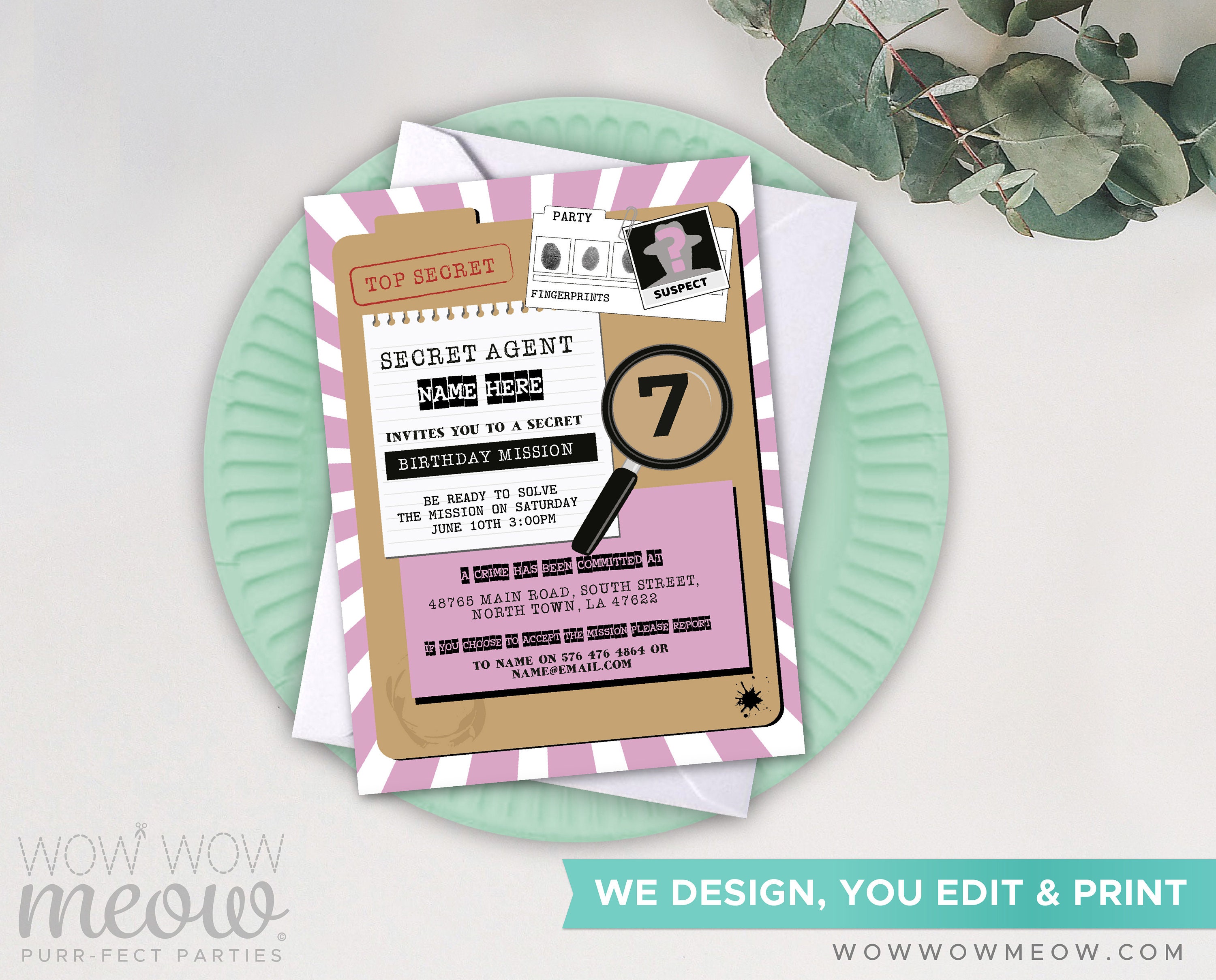 Secret Agent Invitations Birthday Invite Spy INSTANT DOWNLOAD - Etsy UK