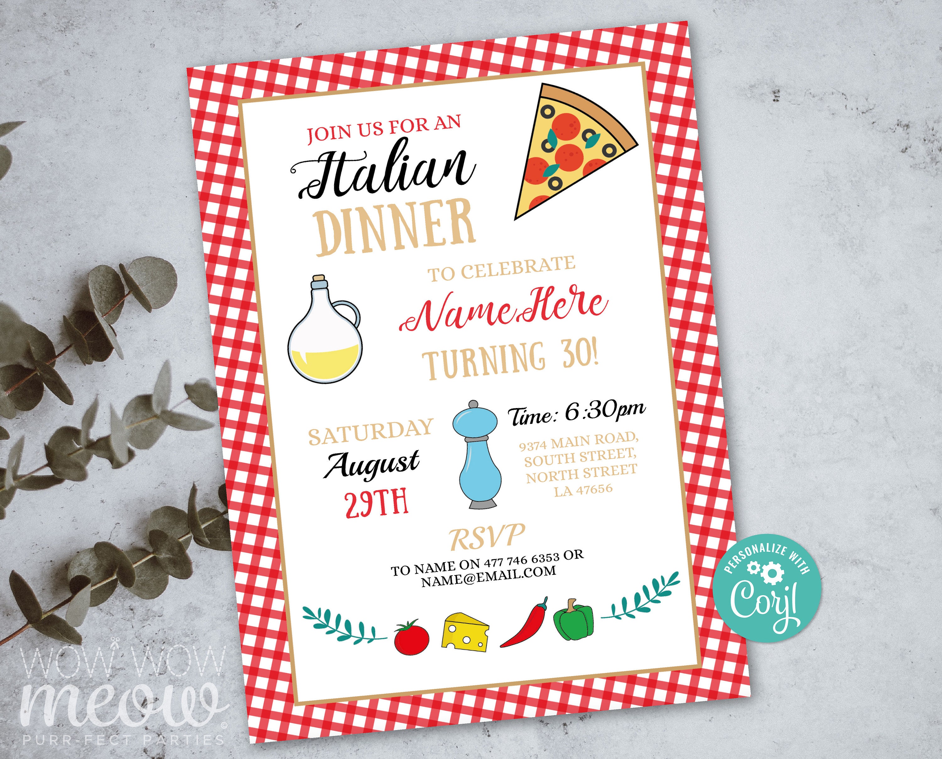 Italian Dinner Party Invitations