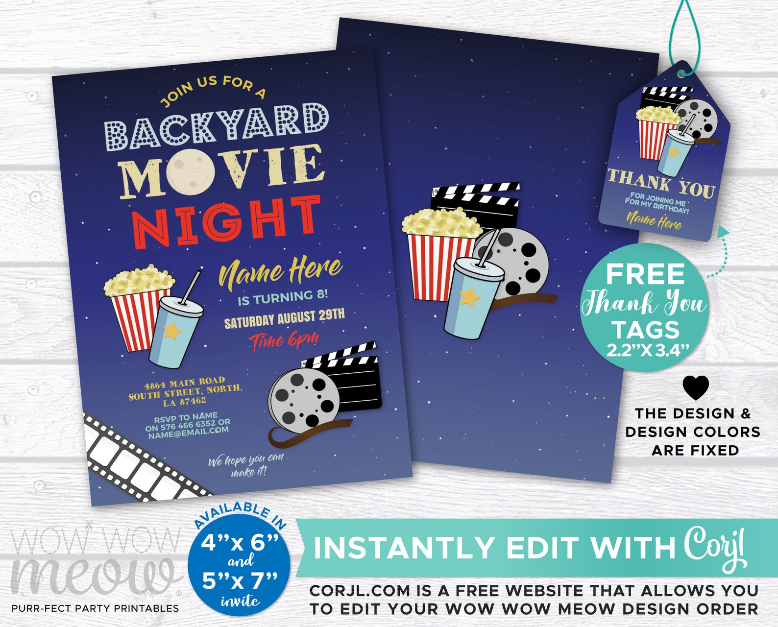Backyard Movie Night Invitation Birthday Outdoor Film Party | Etsy
