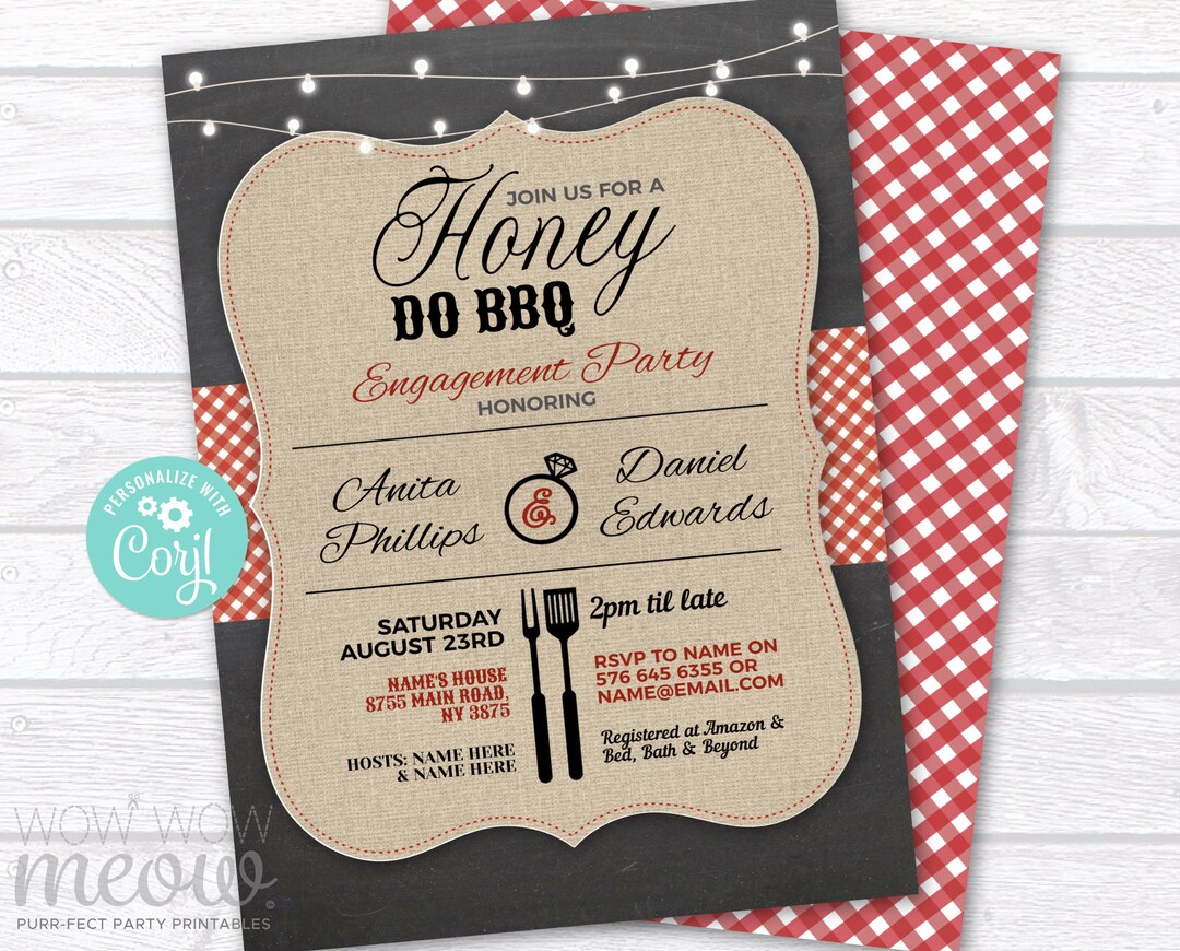 Honey Do BBQ Invitation Couple's Shower Printable Invites Etsy