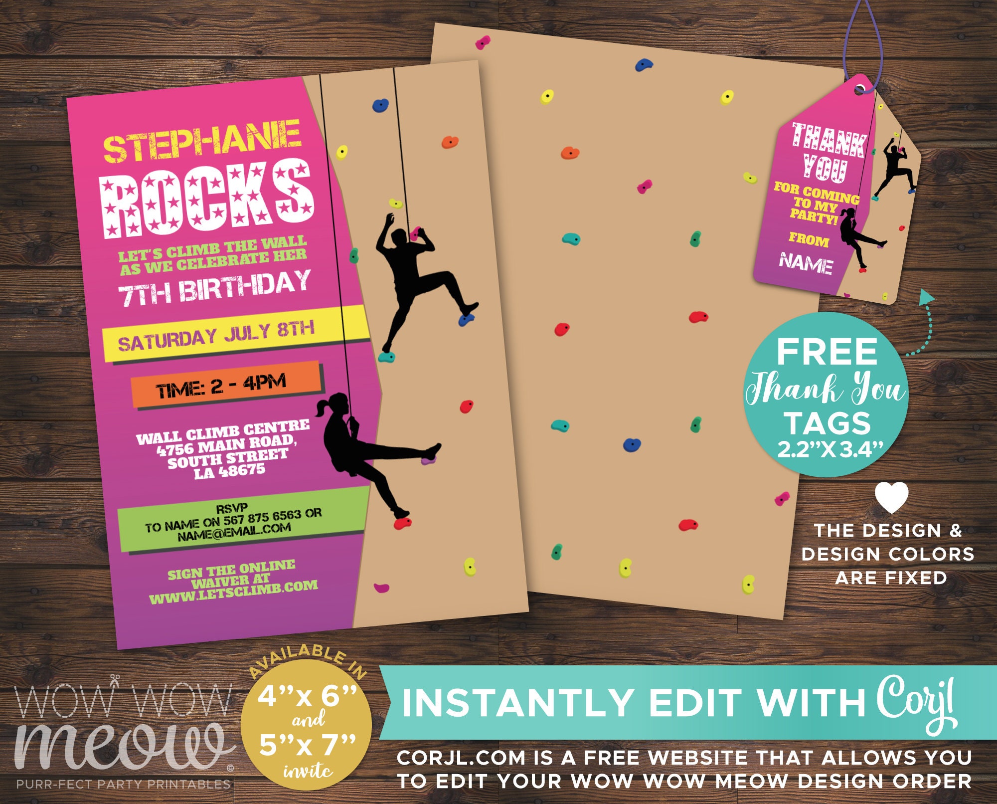 Rock Climbing Invitation Indoor Climbing Wall Invite Birthday Etsy Canada