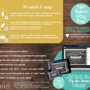 May include: A digital printable retirement party invitation template with a chalkboard background and white lights. The text reads "Retirement Party" and "Daniel Smith". The template can be edited and downloaded online.