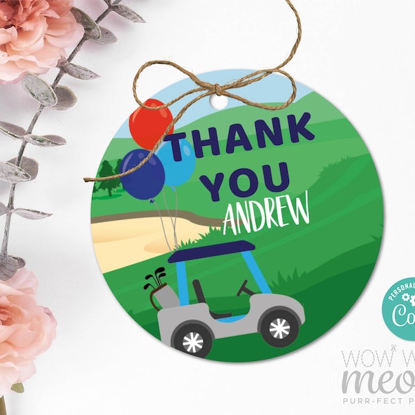 Golf Thank You Tags Birthday Party Gift Tags - Golfing Clubs Cart Favour Cards Label Download Editable Printable WCBK439