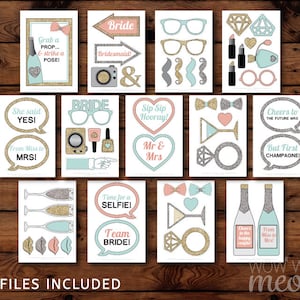 50 Photo Booth Props PRINTABLE Bridal Shower Bachelorette Party INSTANT ...